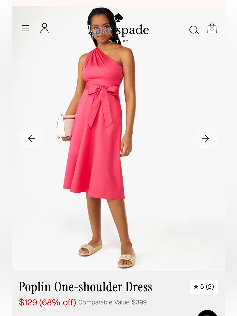 kate spade Poplin One Shoulder Dress Lined Zip Knee Length Size 6 - Picture 10 of 12
